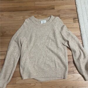 Aritzia Wilfred Beige Crew Neck Sweater